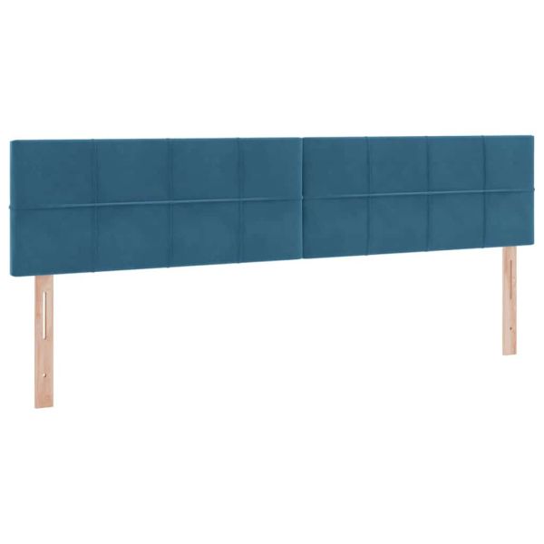 Легло с място за съхранение и LED Тъмен син 200 x 200 cm Кадифе