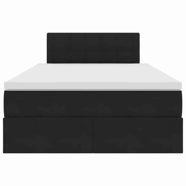 Легло с място за съхранение и LED Черно 120 x 190 cm Кадифе