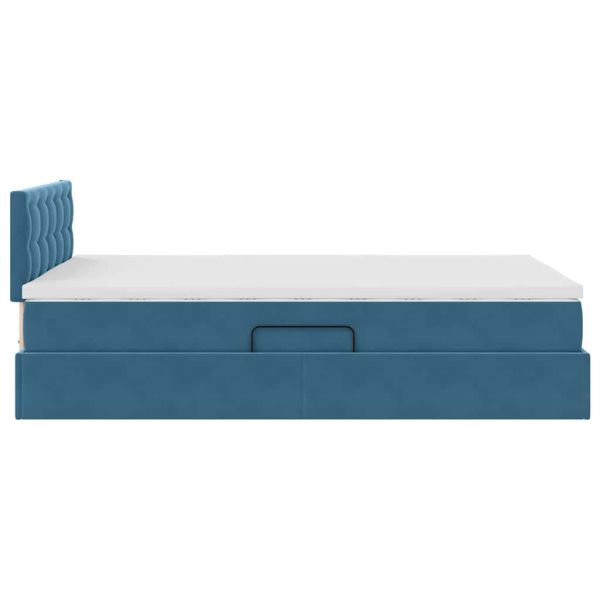 Легло с място за съхранение и LED Тъмен син 120 x 200 cm Кадифе