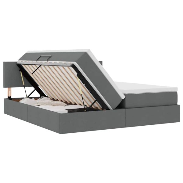 Легло С LED лентисти светлини Тъмен сив 200 x 200 cm текстил