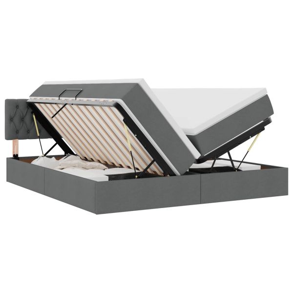 Легло С LED лентисти светлини Тъмен сив 200 x 200 cm текстил