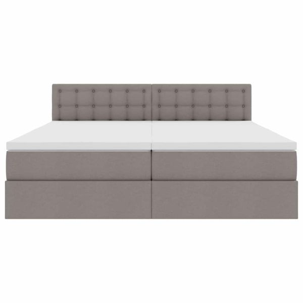 Легло С LED лентисти светлини Таупе 200 x 200 cm текстил