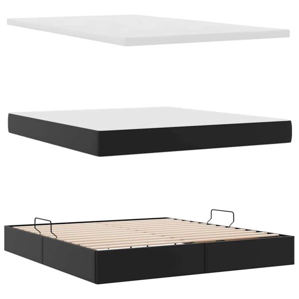 Легло с място за съхранение Черно 180 x 200 cm Изкуствена