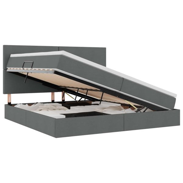 Легло с място за съхранение и матрак Тъмен сив 200 x 200 cm