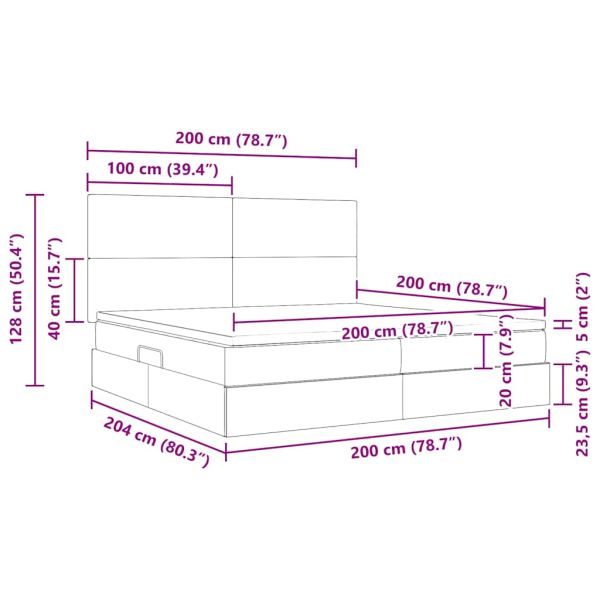 Легло с място за съхранение и матрак Черно 200 x 200 cm
