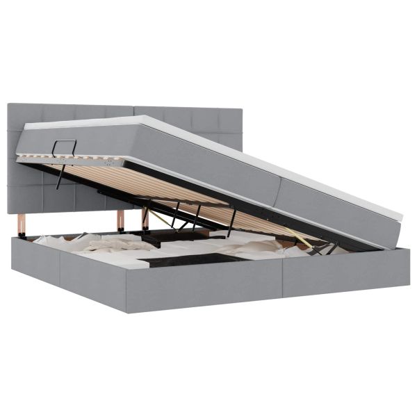 Легло с място за съхранение и матрак Светлосиво 200 x 200 cm