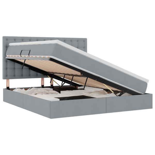 Легло с място за съхранение и матрак Светлосиво 180 x 200 cm