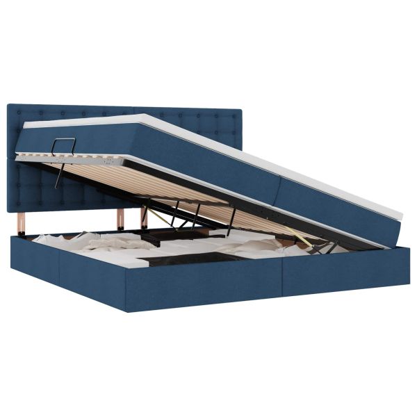 Легло с място за съхранение и матрак Синьо 200 x 200 cm