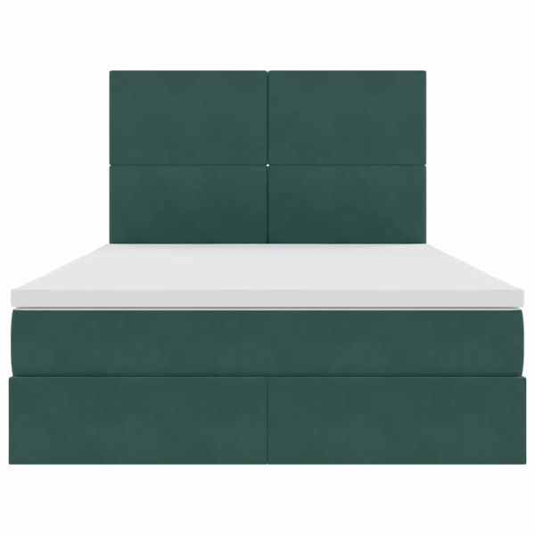Легло с място за съхранение и матрак Тъмен зелен 140 x 190 cm