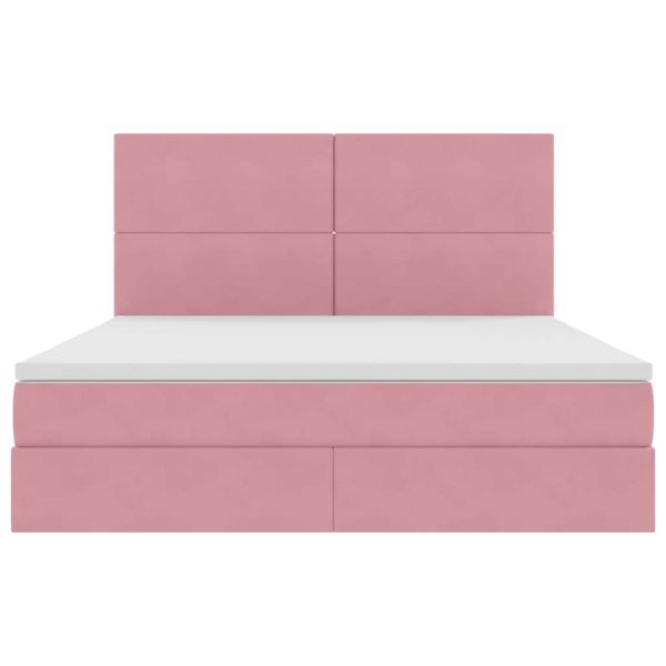 Легло с място за съхранение и матрак Розово 180 x 200 cm Кадифе