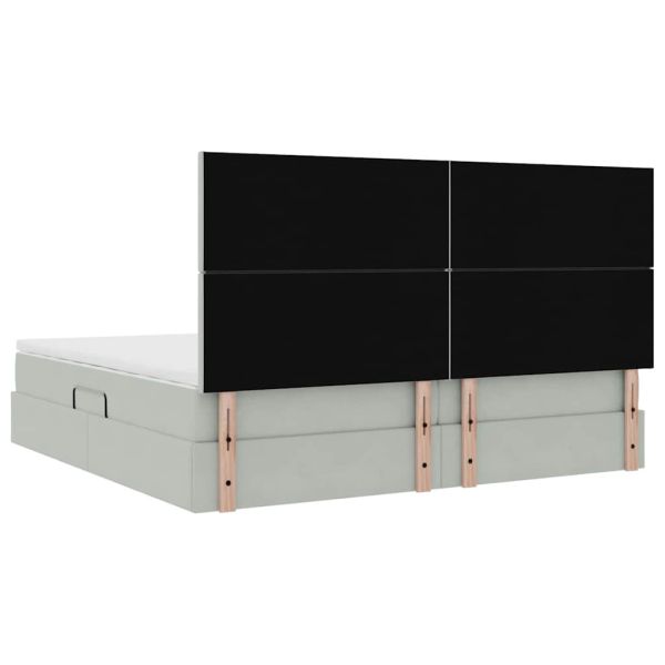 Легло с място за съхранение и матрак Светлосиво 200 x 200 cm