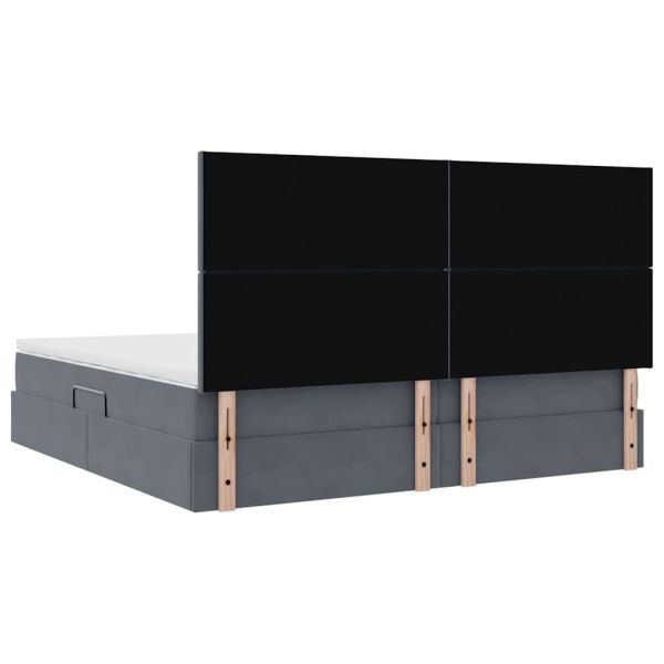 Легло с място за съхранение и матрак Тъмен сив 200 x 200 cm