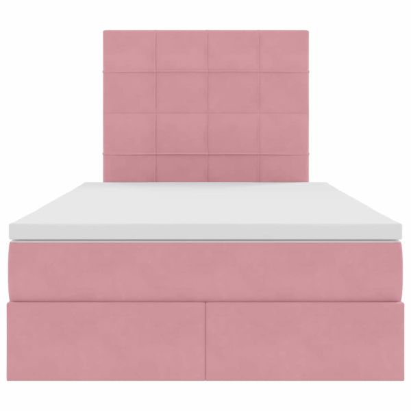 Легло с място за съхранение и матрак Розово 120 x 200 cm Кадифе