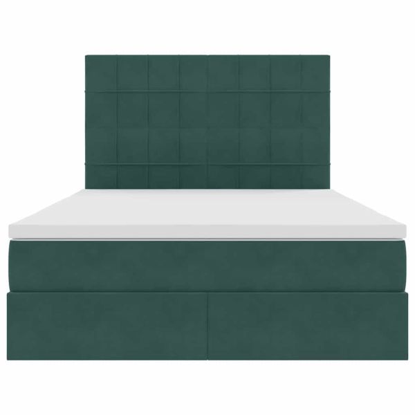 Легло с място за съхранение и матрак Тъмен зелен 140 x 190 cm