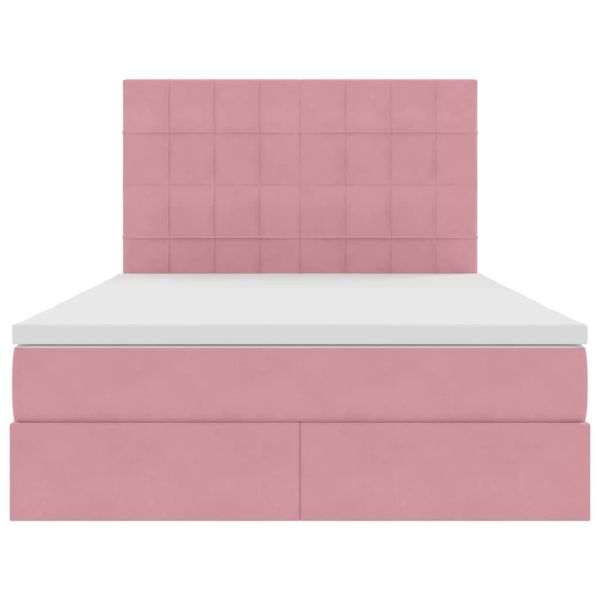 Легло с място за съхранение и матрак Розово 140 x 190 cm Кадифе