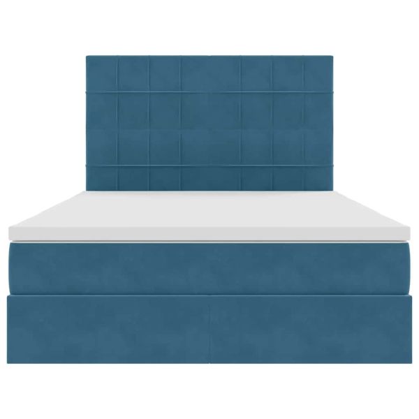 Легло с място за съхранение и матрак Тъмен син 140 x 200 cm