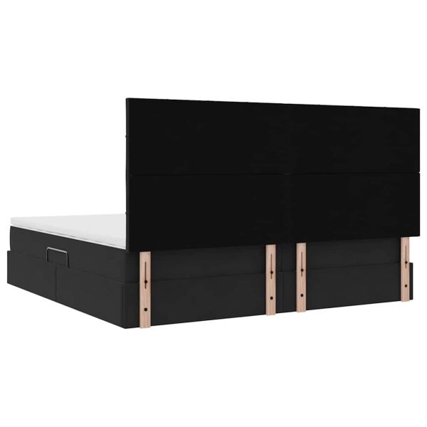Легло с място за съхранение и матрак Черно 200 x 200 cm Кадифе