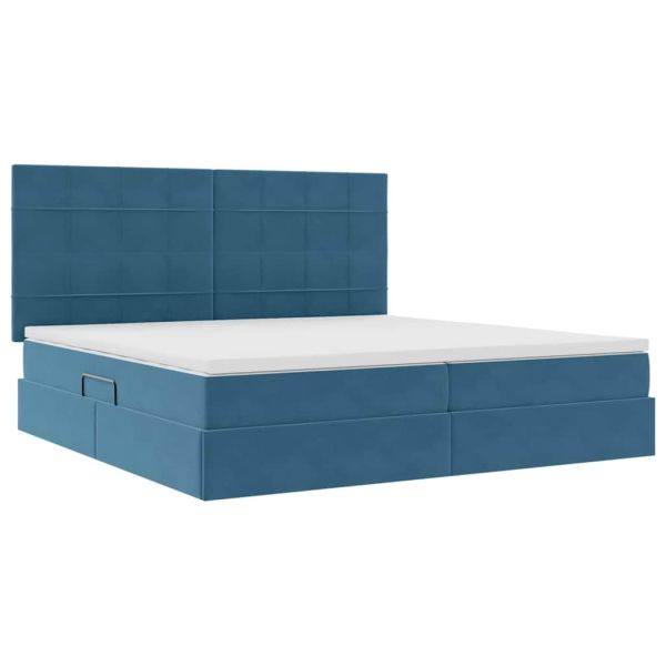 Легло с място за съхранение и матрак Тъмен син 200 x 200 cm