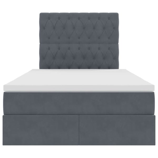 Легло с място за съхранение и матрак Тъмен сив 120 x 190 cm