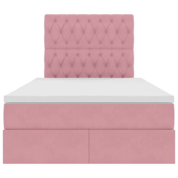 Легло с място за съхранение и матрак Розово 120 x 200 cm Кадифе