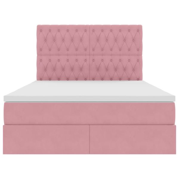 Легло с място за съхранение и матрак Розово 140 x 190 cm Кадифе