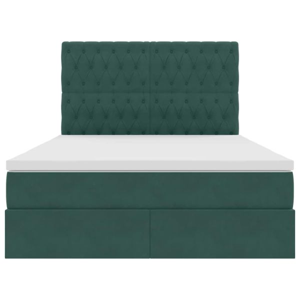 Легло с място за съхранение и матрак Тъмен зелен 140 x 200 cm