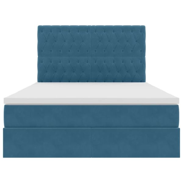 Легло с място за съхранение и матрак Тъмен син 140 x 200 cm