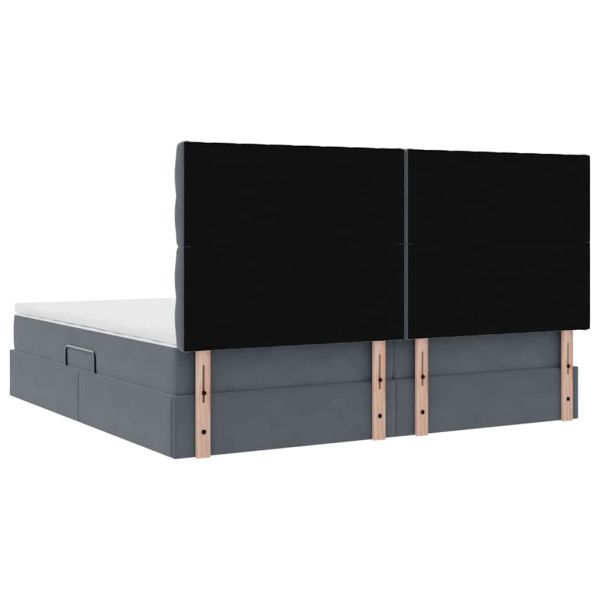 Легло с място за съхранение и матрак Тъмен сив 200 x 200 cm