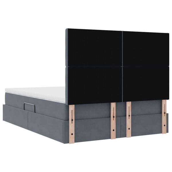 Легло с място за съхранение и матрак Тъмен сив 140 x 200 cm