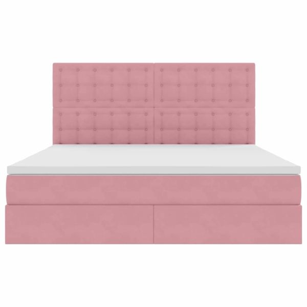 Легло с място за съхранение и матрак Розово 180 x 200 cm Кадифе