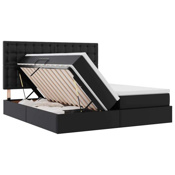 Легло с място за съхранение и матрак Черно 200 x 200 cm