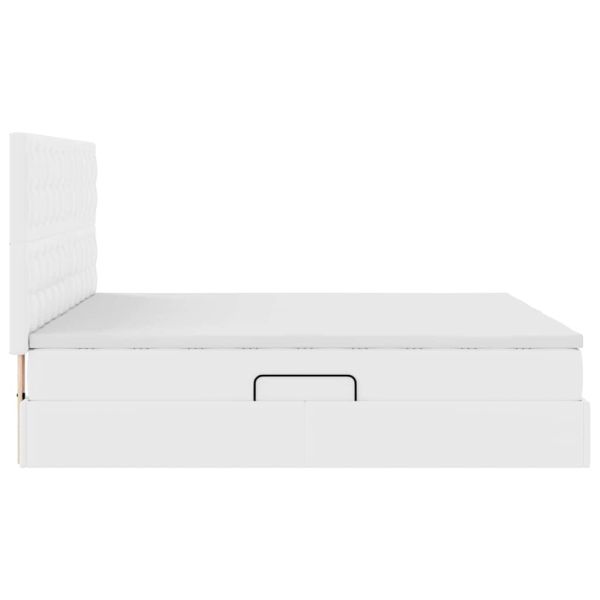 Легло с място за съхранение и матрак Чисто бяло 200 x 200 cm