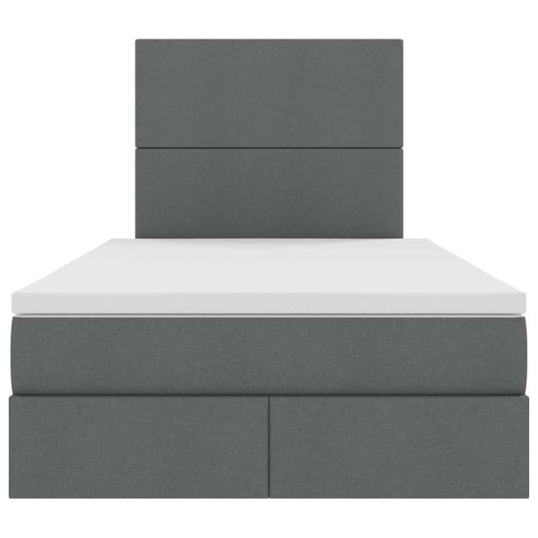 Легло с място за съхранение и LED с LED Тъмен сив 120 x 190 cm