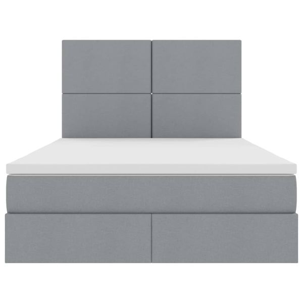 Легло с място за съхранение и LED с LED Светлосиво 140 x 190 cm