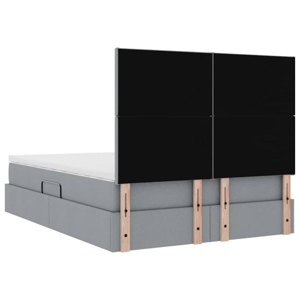 Легло с място за съхранение и LED с LED Светлосиво 140 x 200 cm