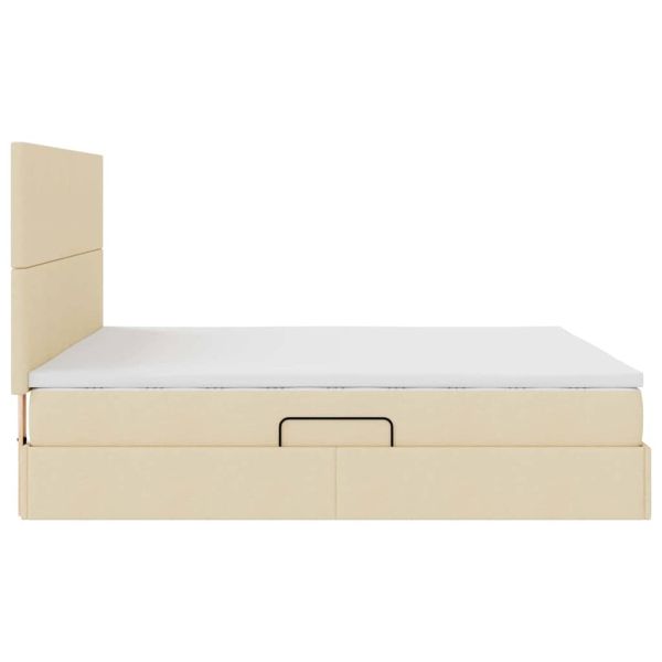 Легло с място за съхранение и LED Кремав 160 x 200 cm Полиестер