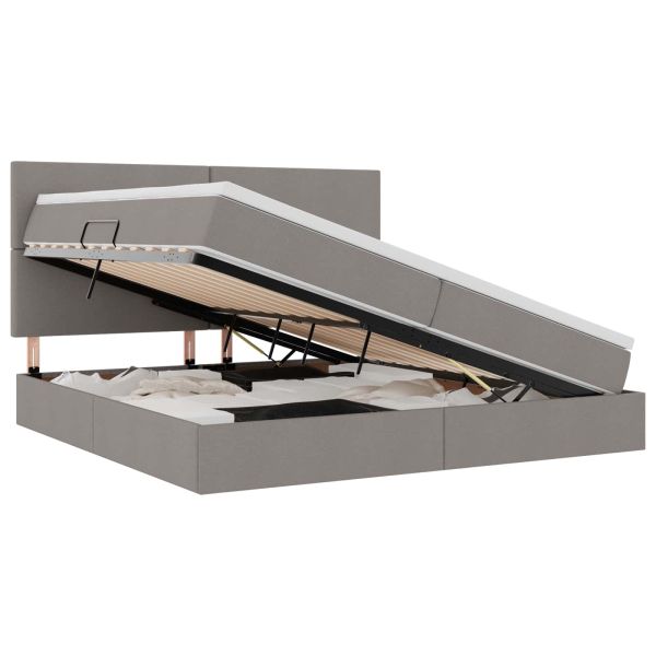 Легло с място за съхранение и LED Таупе 200 x 200 cm Полиестер