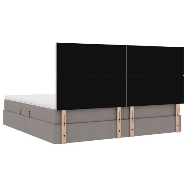 Легло с място за съхранение и LED Таупе 200 x 200 cm Полиестер