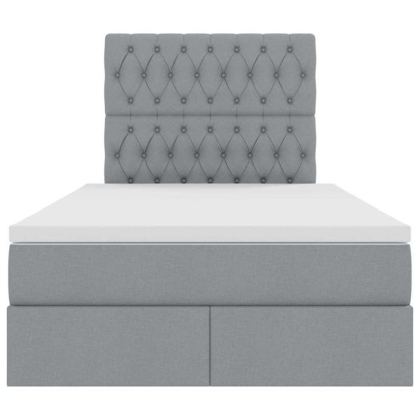 Легло с място за съхранение и LED с LED Светлосиво 120 x 200 cm