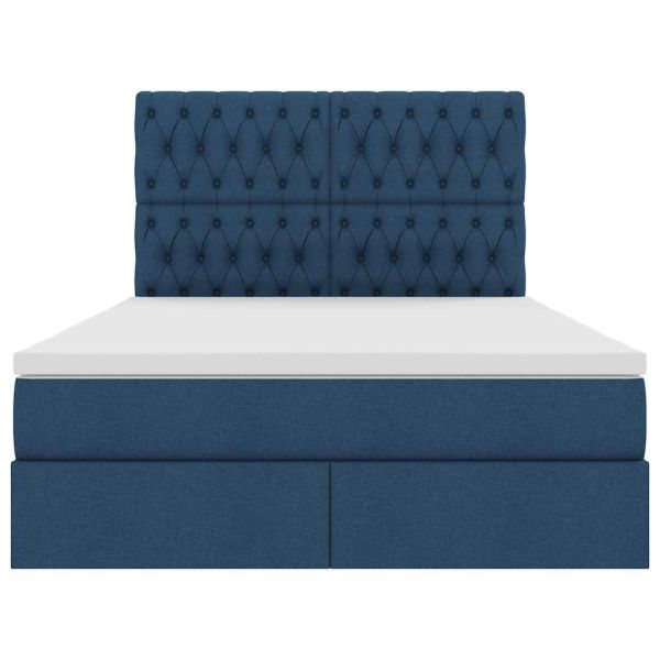 Легло с място за съхранение и LED Синьо 140 x 190 cm Полиестер