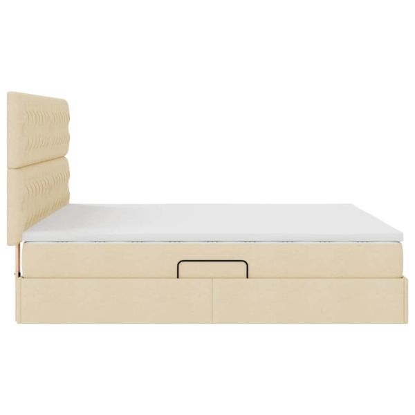 Легло с място за съхранение и LED Кремав 160 x 200 cm Полиестер