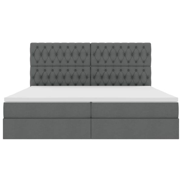 Легло с място за съхранение и LED с LED Тъмен сив 200 x 200 cm