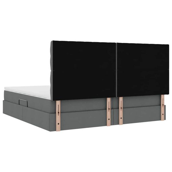 Легло с място за съхранение и LED с LED Тъмен сив 200 x 200 cm