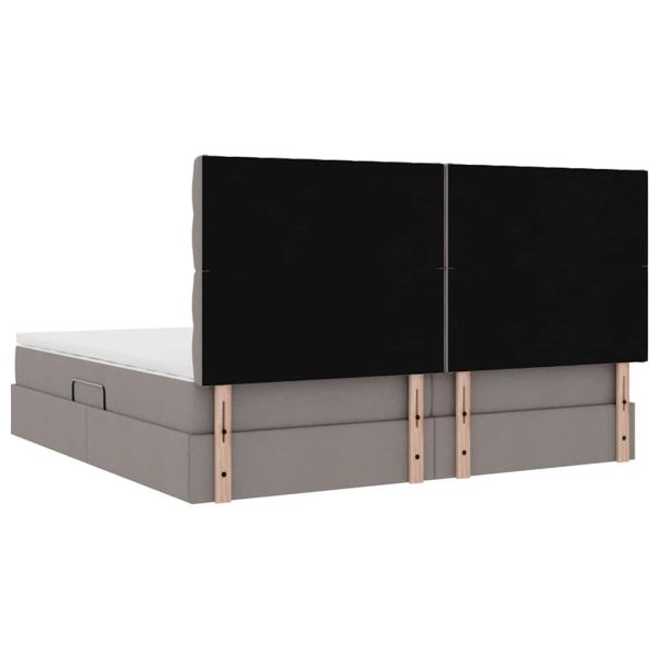 Легло с място за съхранение и LED Таупе 200 x 200 cm Полиестер