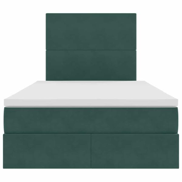 Легло с място за съхранение и LED Тъмен зелен 120 x 200 cm