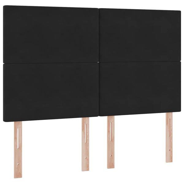 Легло с място за съхранение и LED Черно 140 x 200 cm Кадифе