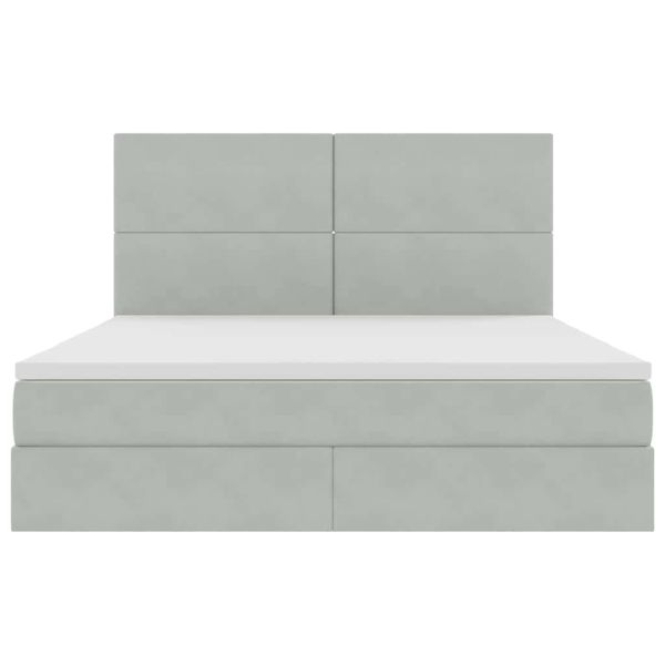 Легло с място за съхранение и LED с LED Светлосиво 160 x 200 cm