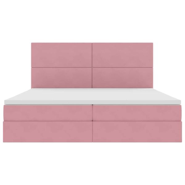 Легло с място за съхранение и LED Розово 200 x 200 cm Кадифе