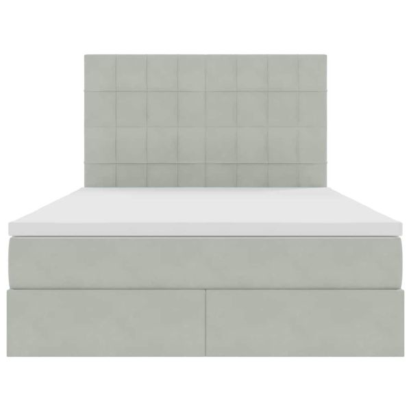 Легло с място за съхранение и LED с LED Светлосиво 140 x 200 cm