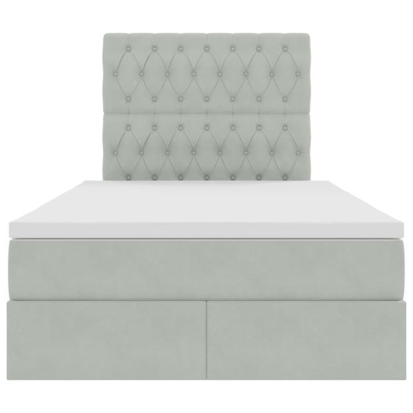 Легло с място за съхранение и LED с LED Светлосиво 120 x 190 cm